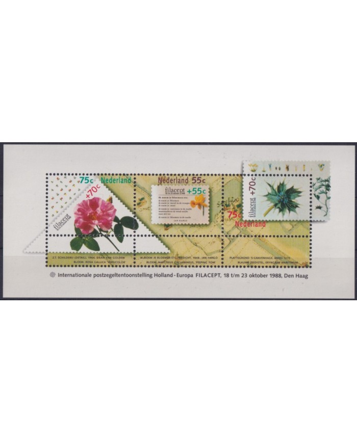 F-EX40351 NEDERLAND NETHERLAND HOLLAND MNH 1988 SHEET FLOWER FLORES.