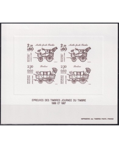F-EX40195 FRANCE MNH 1986-87 DELUXE PROOF SHEET CARRIAGES CARRUAGES.