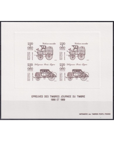 F-EX40406 FRANCE MNH 1988-89 DELUXE PROOF SHEET CARRIAGES CARRUAGES.