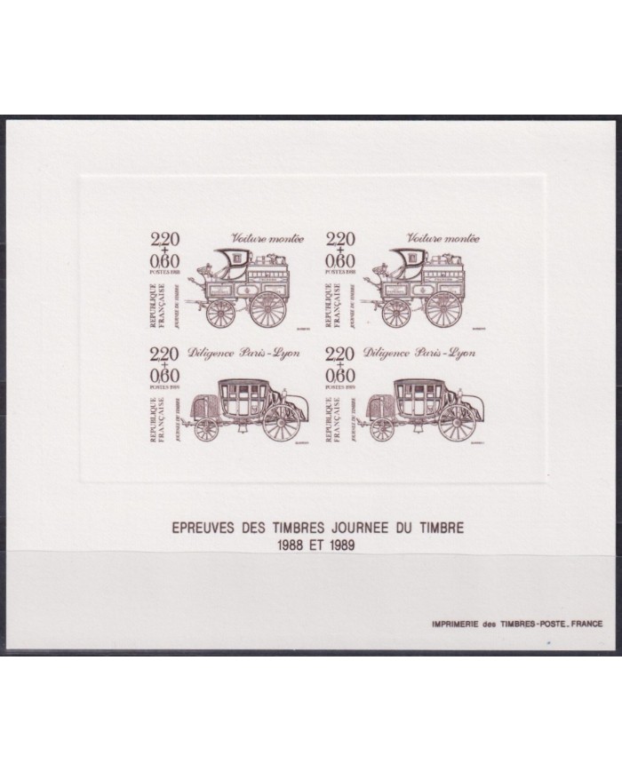 F-EX40406 FRANCE MNH 1988-89 DELUXE PROOF SHEET CARRIAGES CARRUAGES.