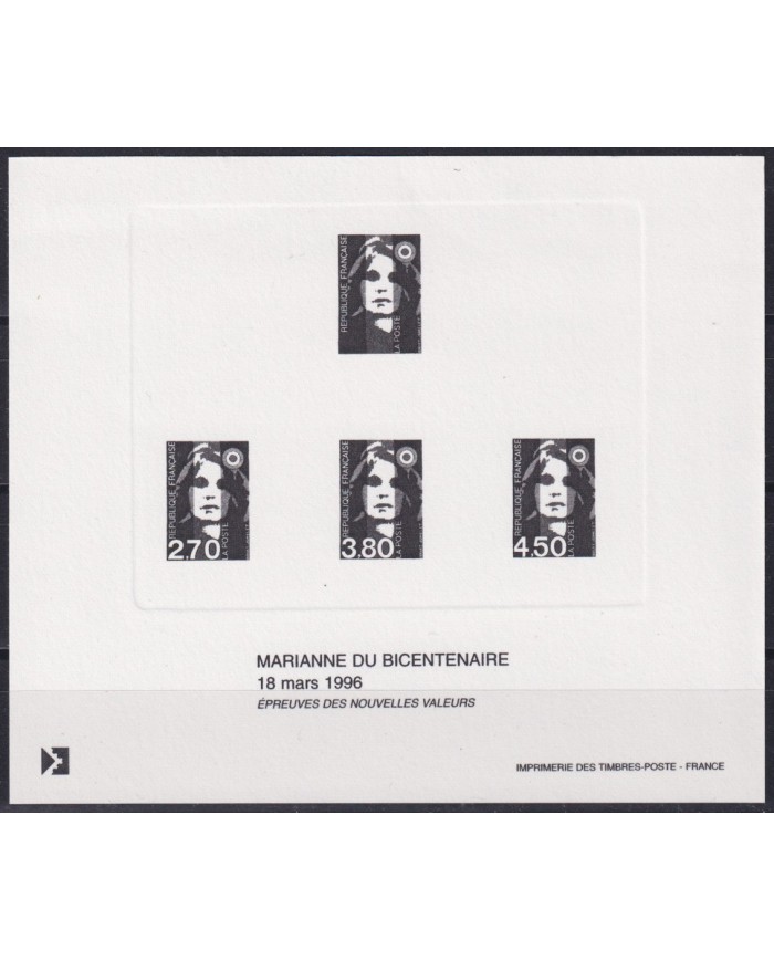 F-EX40403 FRANCE MNH 1996 DELUXE PROOF SHEET MARIANNE.