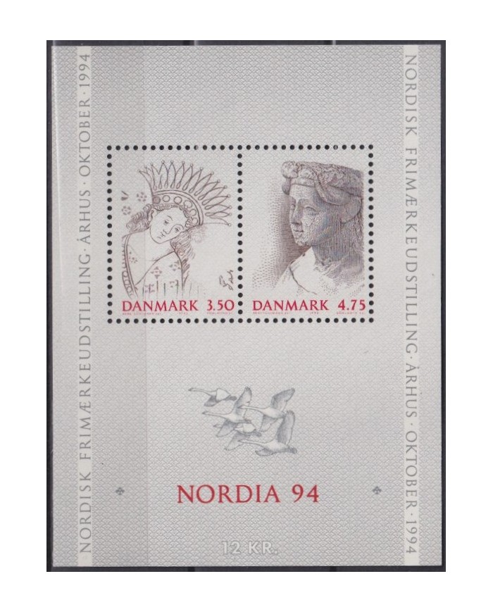F-EX40328 DANMARK DENMARK MNH 1994 SHEET NORDIA94 PHILATELIC EXP DRAWING ART.