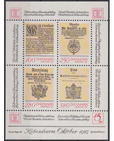 F-EX40332 DANMARK DENMARK MNH 1987 SHEET HAFNIA87 PHILATELIC EXPO.