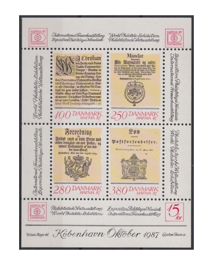 F-EX40332 DANMARK DENMARK MNH 1987 SHEET HAFNIA87 PHILATELIC EXPO.