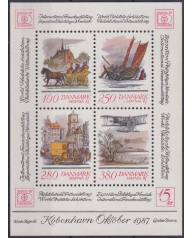 F-EX40331 DANMARK DENMARK MNH 1987 SHEET HAFNIA87 PHILATELIC SHIP AIRPLANE.