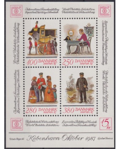 F-EX40330 DANMARK DENMARK MNH 1987 SHEET HAFNIA87 PHILATELIC EXPO POSTMAN.
