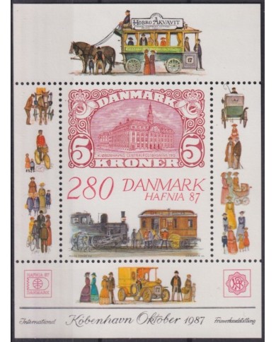 F-EX40329 DANMARK DENMARK MNH 1987 SHEET HAFNIA87 PHILATELIC EXPO CARRIAGE.