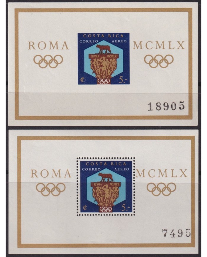 F-EX40321 COSTA RICA MLH 1960 SHEET ROMA OLYMPIC GAMES.