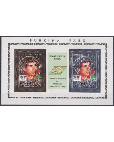 F-EX27208 BURKINA FASO MNH 1996 GRAND PRIX FORMULA 1 AYRTON SENNA EMBOSSED.