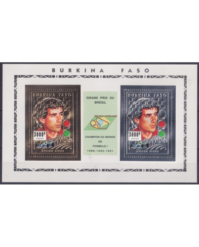 F-EX27208 BURKINA FASO MNH 1996 GRAND PRIX FORMULA 1 AYRTON SENNA EMBOSSED.