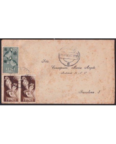 F-EX40968 SPAIN IFNI 1962 MILITAR COVER TIRADOR DE IFNI TO BARCELONA.