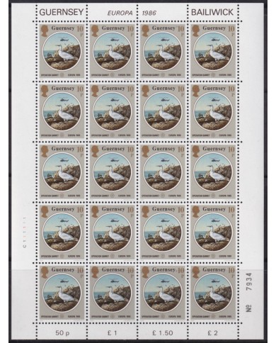 F-EX40044 UK ENGLAND GUERNSEY MNH 1986 EUROPA SHEET OPERATION GANNET BIRD FLOWER.