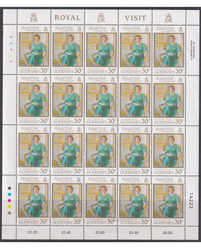 F-EX40049 UK ENGLAND GUERNSEY MNH 1989 ROYAL VISIT OF QUEEN ELIZABETH.