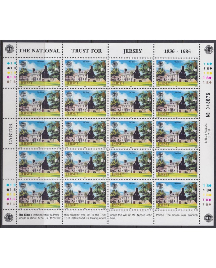 F-EX40053 UK ENGLAND JERSEY MNH 1986 SHEET NATIONAL TRUST ARCHITECTURE.