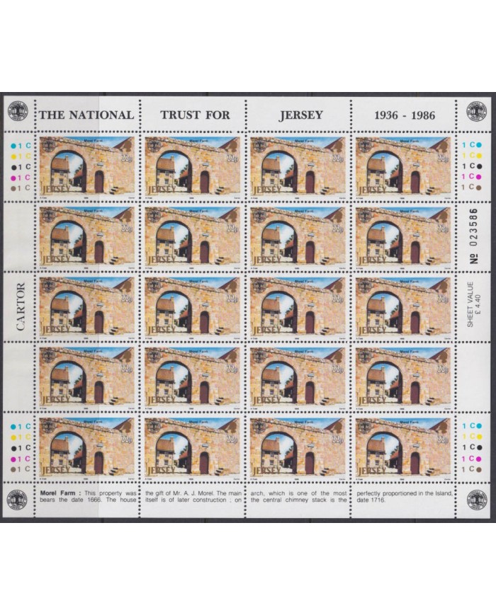 F-EX40053 UK ENGLAND JERSEY MNH 1986 SHEET NATIONAL TRUST ARCHITECTURE.