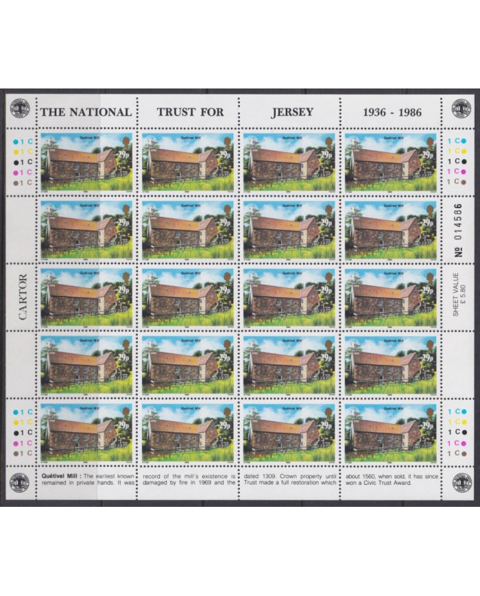 F-EX40053 UK ENGLAND JERSEY MNH 1986 SHEET NATIONAL TRUST ARCHITECTURE.