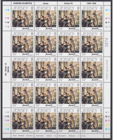 F-EX40054 UK ENGLAND JERSEY MNH 1986 SHEET ART PAINTING EDMUND BLAMPIED.