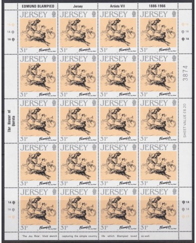 F-EX40054 UK ENGLAND JERSEY MNH 1986 SHEET ART PAINTING EDMUND BLAMPIED.