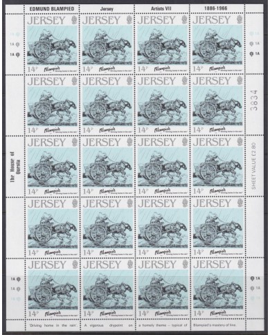 F-EX40054 UK ENGLAND JERSEY MNH 1986 SHEET ART PAINTING EDMUND BLAMPIED.
