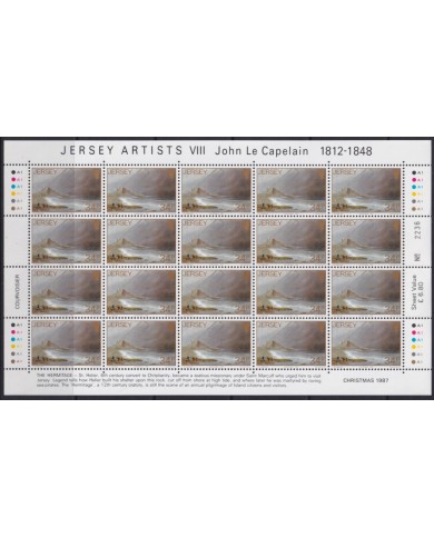 F-EX40059 UK ENGLAND JERSEY MNH 1987 SHEET ART PAINTING JOHN LE CAPELAIN.