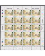 F-EX40060 UK ENGLAND JERSEY MNH 1988 SHEET CHRISTMAS NAVIDAD CHURCH ART PAINTING.