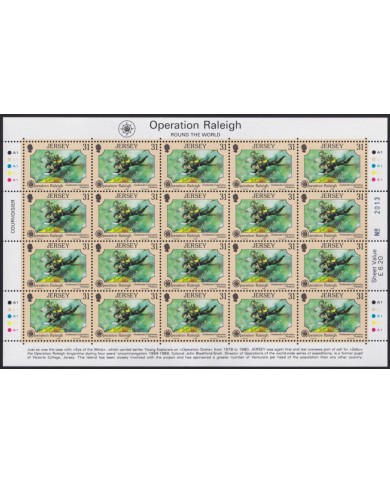 F-EX40061 UK ENGLAND JERSEY MNH 1988 SHEET OPERATION RALEIGH SHIP FROG.