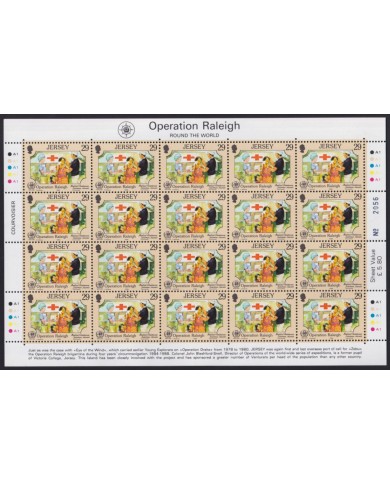 F-EX40061 UK ENGLAND JERSEY MNH 1988 SHEET OPERATION RALEIGH SHIP FROG.
