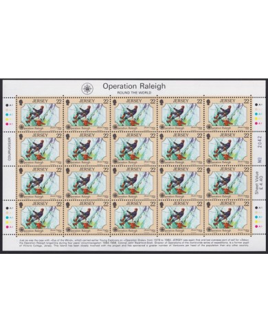 F-EX40061 UK ENGLAND JERSEY MNH 1988 SHEET OPERATION RALEIGH SHIP FROG.