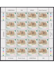 F-EX40064 UK ENGLAND JERSEY MNH 1988 SHEET CHRISTMAS NAVIDAD CHURCH ART PAINTING.