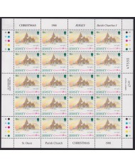 F-EX40064 UK ENGLAND JERSEY MNH 1988 SHEET CHRISTMAS NAVIDAD CHURCH ART PAINTING.