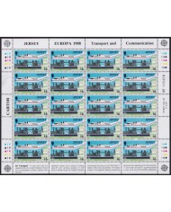 F-EX40065 UK ENGLAND JERSEY MNH 1988 SHEET EUROPA TRANSPORT & COMMUNICATIONS.