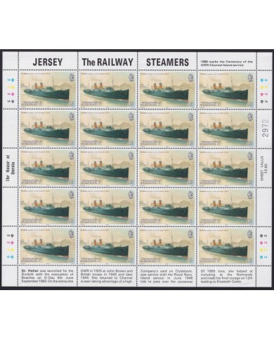 F-EX40068 UK ENGLAND JERSEY MNH 1989 SHEET RAILWAYS STEAMER SHIP.