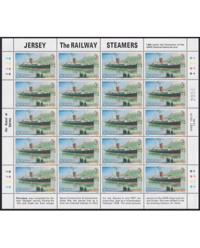 F-EX40068 UK ENGLAND JERSEY MNH 1989 SHEET RAILWAYS STEAMER SHIP.