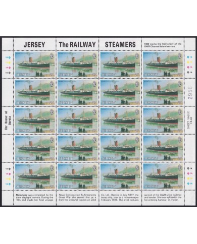 F-EX40068 UK ENGLAND JERSEY MNH 1989 SHEET RAILWAYS STEAMER SHIP.