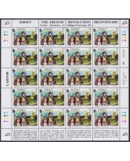 F-EX40069 UK ENGLAND JERSEY MNH 1989 SHEET FRANCE REVOLUTION BICENTENARY.
