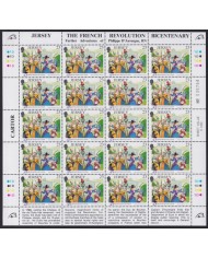 F-EX40069 UK ENGLAND JERSEY MNH 1989 SHEET FRANCE REVOLUTION BICENTENARY.