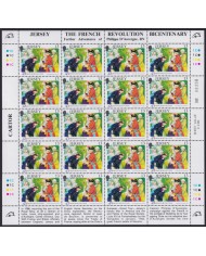 F-EX40069 UK ENGLAND JERSEY MNH 1989 SHEET FRANCE REVOLUTION BICENTENARY.