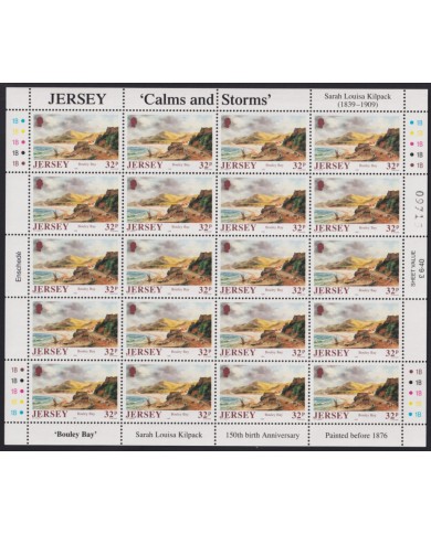 F-EX40070 UK ENGLAND JERSEY MNH 1989 SHEET ART PAINTING SARA LOUISA KILPACK CALM & STORMS.