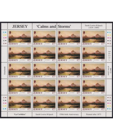 F-EX40070 UK ENGLAND JERSEY MNH 1989 SHEET ART PAINTING SARA LOUISA KILPACK CALM & STORMS.