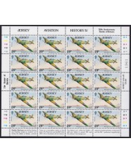 F-EX40071 UK ENGLAND JERSEY MNH 1989 SHEET WWII 50th ANIV BATTLE OF BRITAIN AVION AIRPLANE.