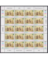 F-EX40072 UK ENGLAND JERSEY MNH 1990 SHEET CHRISTMAS NAVIDAD CHURCH ART PAINTING.