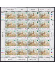F-EX40072 UK ENGLAND JERSEY MNH 1990 SHEET CHRISTMAS NAVIDAD CHURCH ART PAINTING.