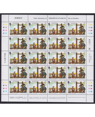 F-EX40073 UK ENGLAND JERSEY MNH 1991 SHEET PHILIPPE D´AUVERGE ADVENTURE SHIP.