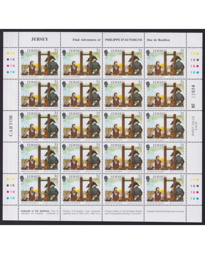 F-EX40073 UK ENGLAND JERSEY MNH 1991 SHEET PHILIPPE D´AUVERGE ADVENTURE SHIP.