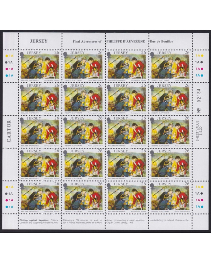 F-EX40073 UK ENGLAND JERSEY MNH 1991 SHEET PHILIPPE D´AUVERGE ADVENTURE SHIP.