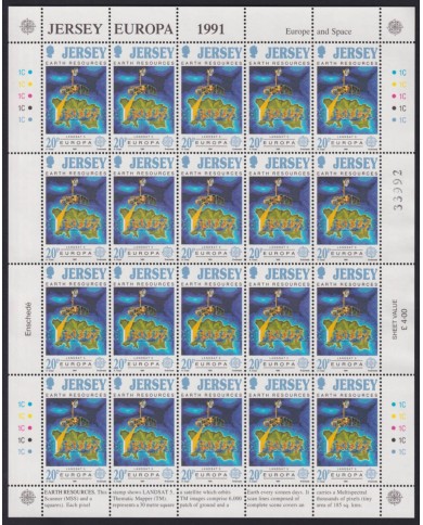 F-EX40074 UK ENGLAND JERSEY MNH 1991 SHEET EUROPA SATELLITE SPACE COMMUNICATIONS.