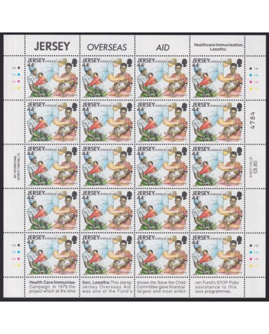 F-EX40076 UK ENGLAND JERSEY MNH 1991 SHEET AFRICA OVERSEAS AIDS LEPROSY WATER.