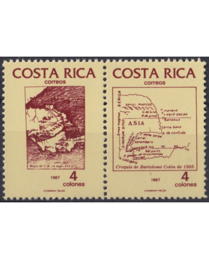 F-EX40370 COSTA RICA MNH 1987 DISCOVERY MAP OF COSTA RICA