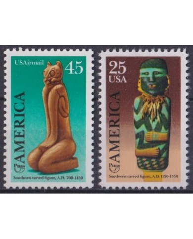 F-EX40374 USA US 1989 AMERICA UPAEP 1989 SOUTHEAST CARVED FIGURE.