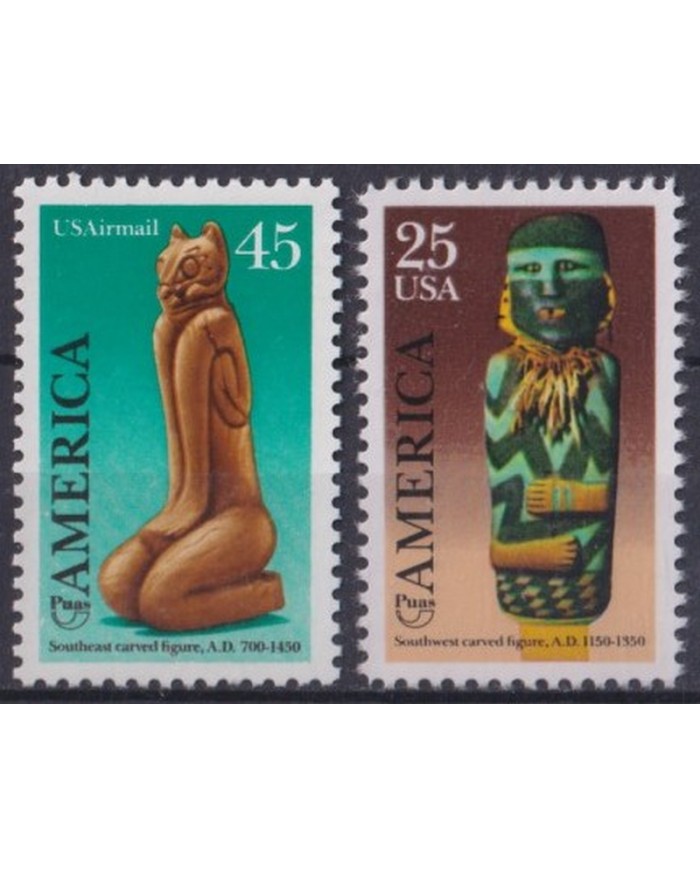 F-EX40374 USA US 1989 AMERICA UPAEP 1989 SOUTHEAST CARVED FIGURE.